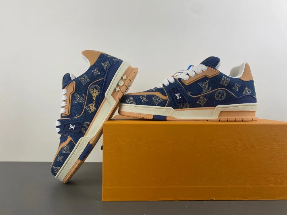 Louis Vuitton Trainer “Dark Sapphire Brown Yellow Denim” — photo 5 of 17