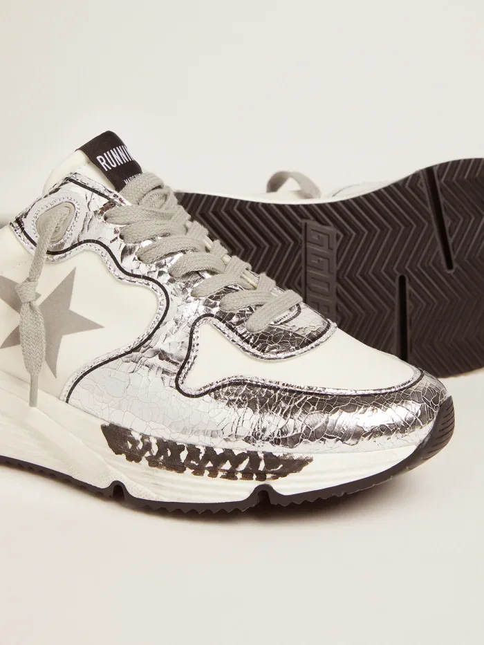 Golden Goose Silver and White Running Sole Sneakers “White Silver” — photo 5 of 5