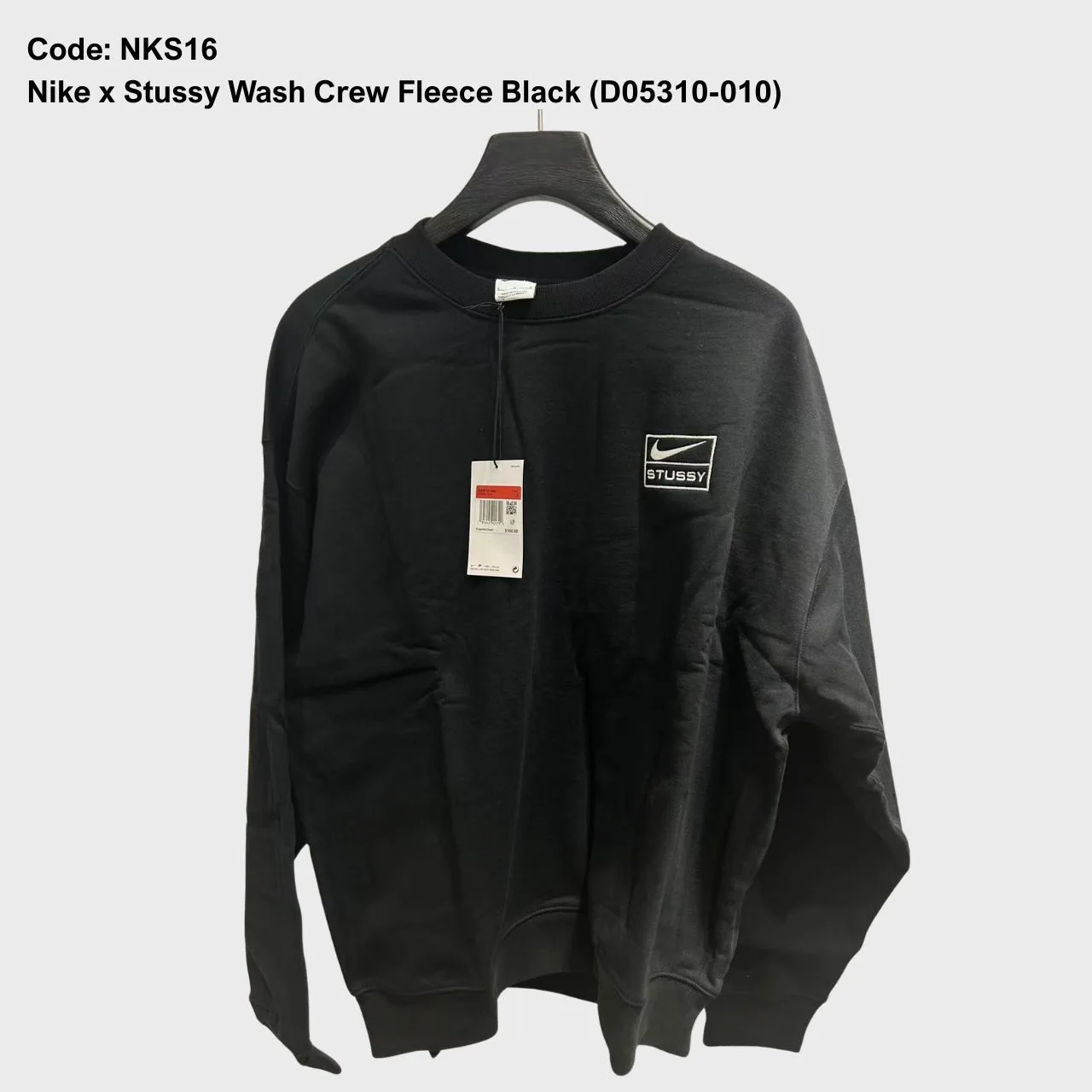 Nike x Stussy Wash Crew Fleece “Black” — photo 2 of 5