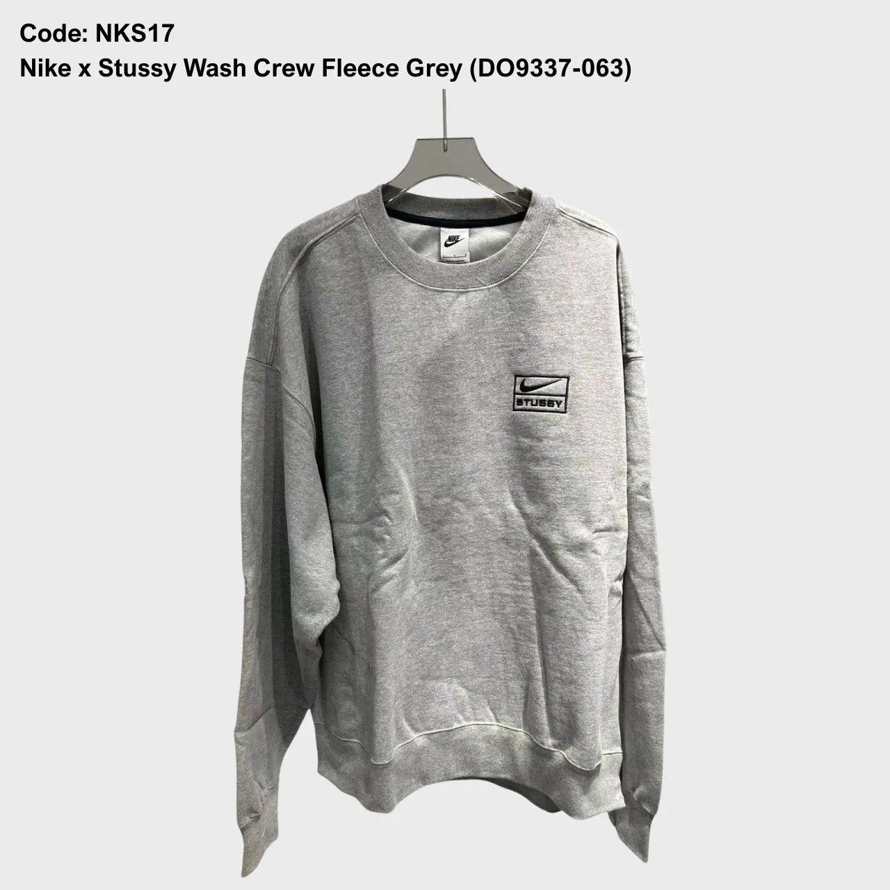 Nike x Stussy Wash Crew Fleece “Heather Grey” — photo 2 of 8