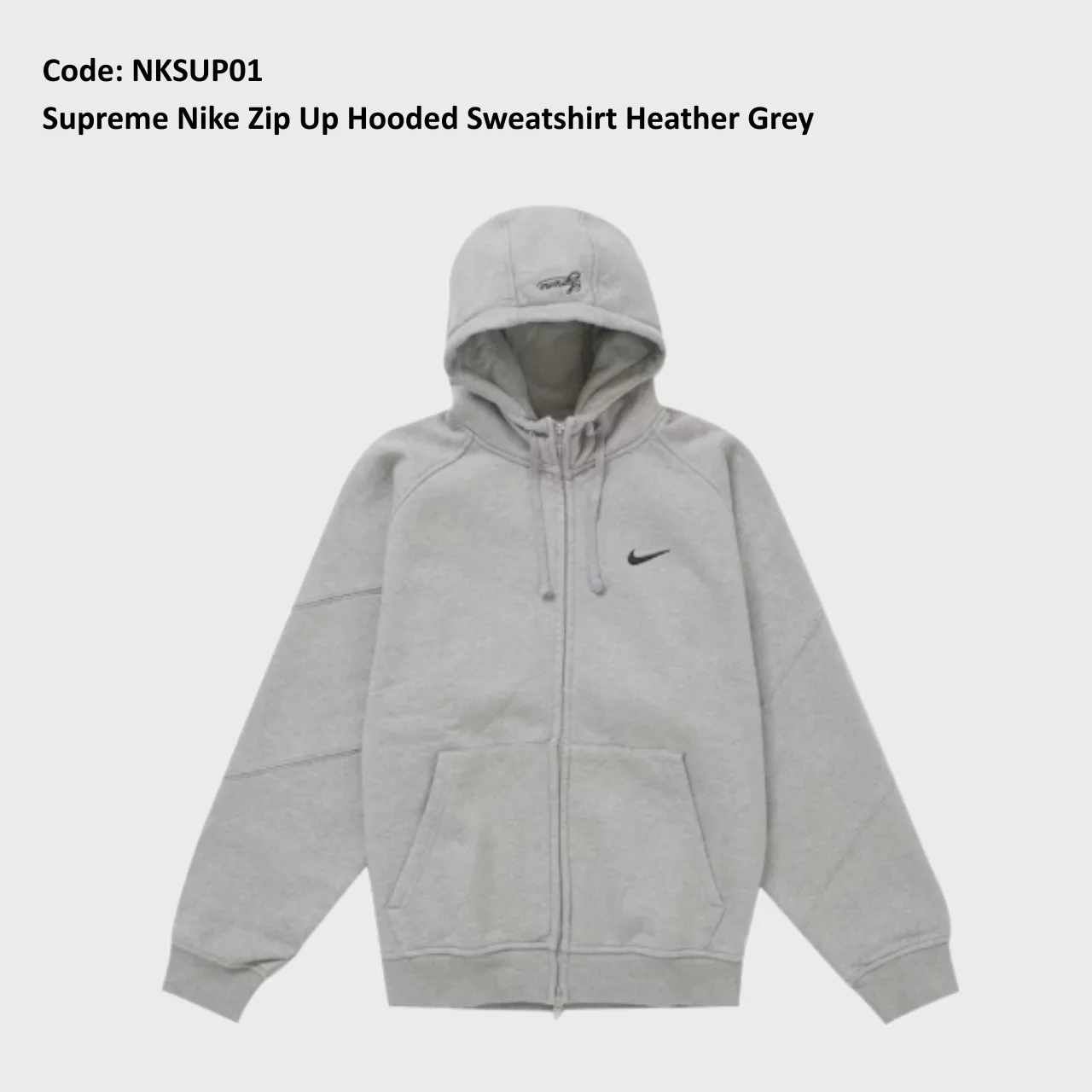 Supreme Nike Zip Up Hooded Sweatshirt “Heather Grey” — photo 2 of 9