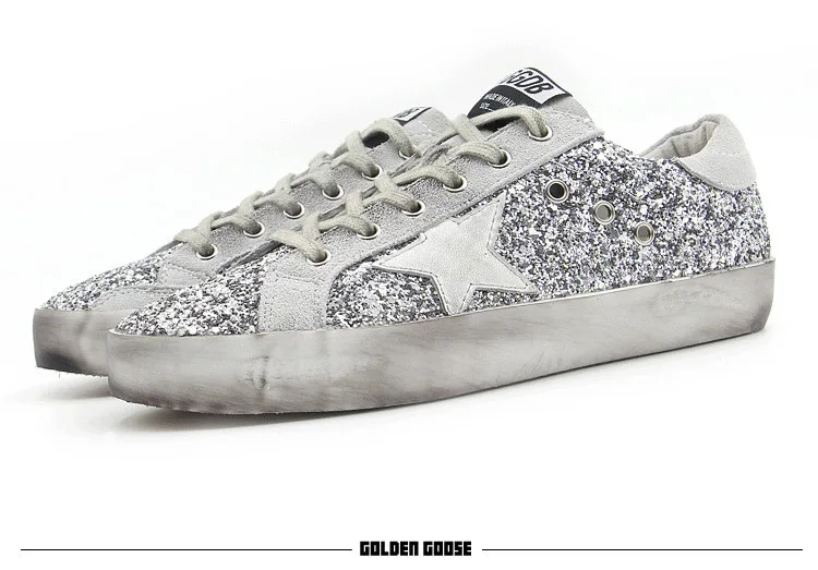 Golden Goose 韩版新款真皮灰色亮片时尚男女运动做旧小脏鞋女内增高个性板鞋 — photo 2 of 4