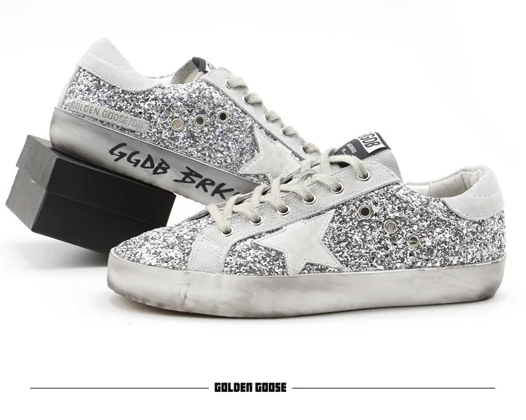 Golden Goose 韩版新款真皮灰色亮片时尚男女运动做旧小脏鞋女内增高个性板鞋 — photo 3 of 4