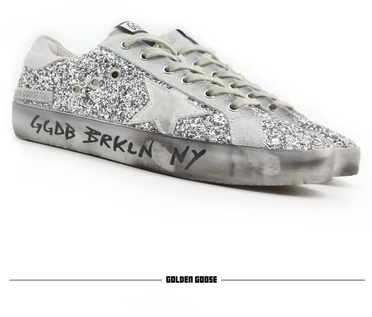 Golden Goose 韩版新款真皮灰色亮片时尚男女运动做旧小脏鞋女内增高个性板鞋 — photo 4 of 4