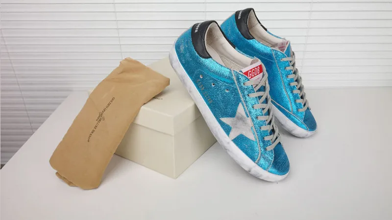 Golden Goose Golden Goose Blue Glitter 韩国热卖 纯手工高级定制 情侣款休闲鞋 34 “Gold Blue” — photo 11 of 17