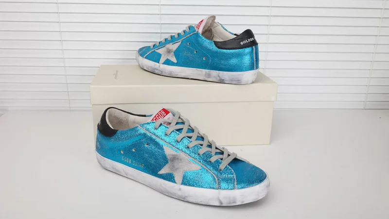 Golden Goose Golden Goose Blue Glitter 韩国热卖 纯手工高级定制 情侣款休闲鞋 34 “Gold Blue” — photo 12 of 17