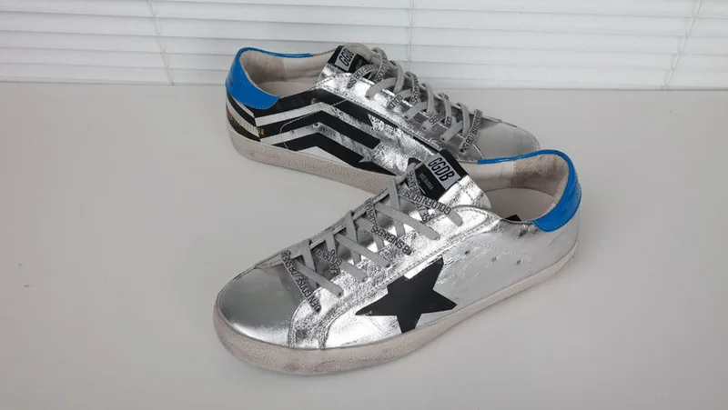 Golden Goose Golden Goose Silver Flag 韩国热卖 纯手工高级定制 情侣款休闲鞋 34- “Silver Gold” — photo 7 of 11