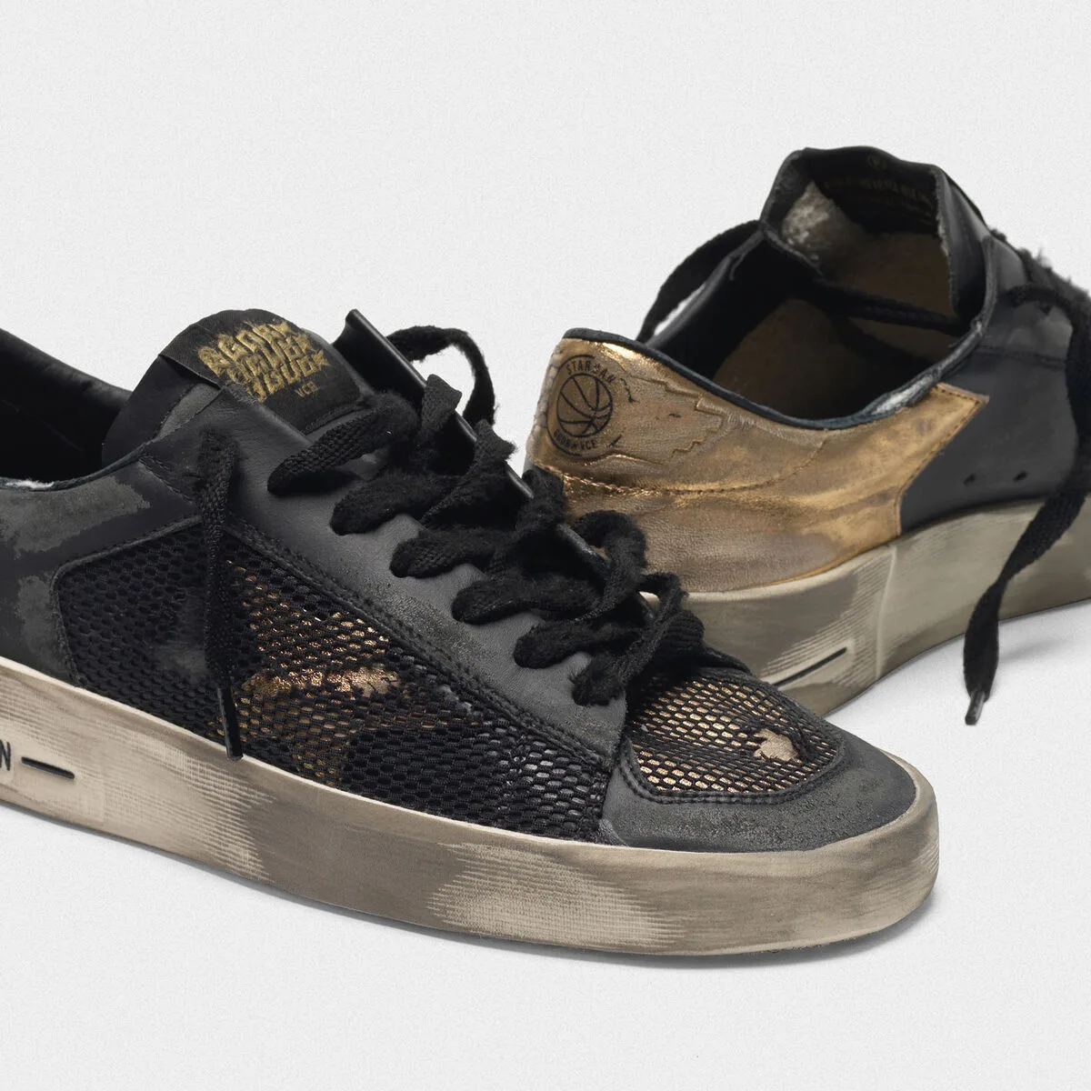 Golden Goose Distressed Black and Gold Stardan LTD Sneakers “Black Gold” — photo 1 of 4