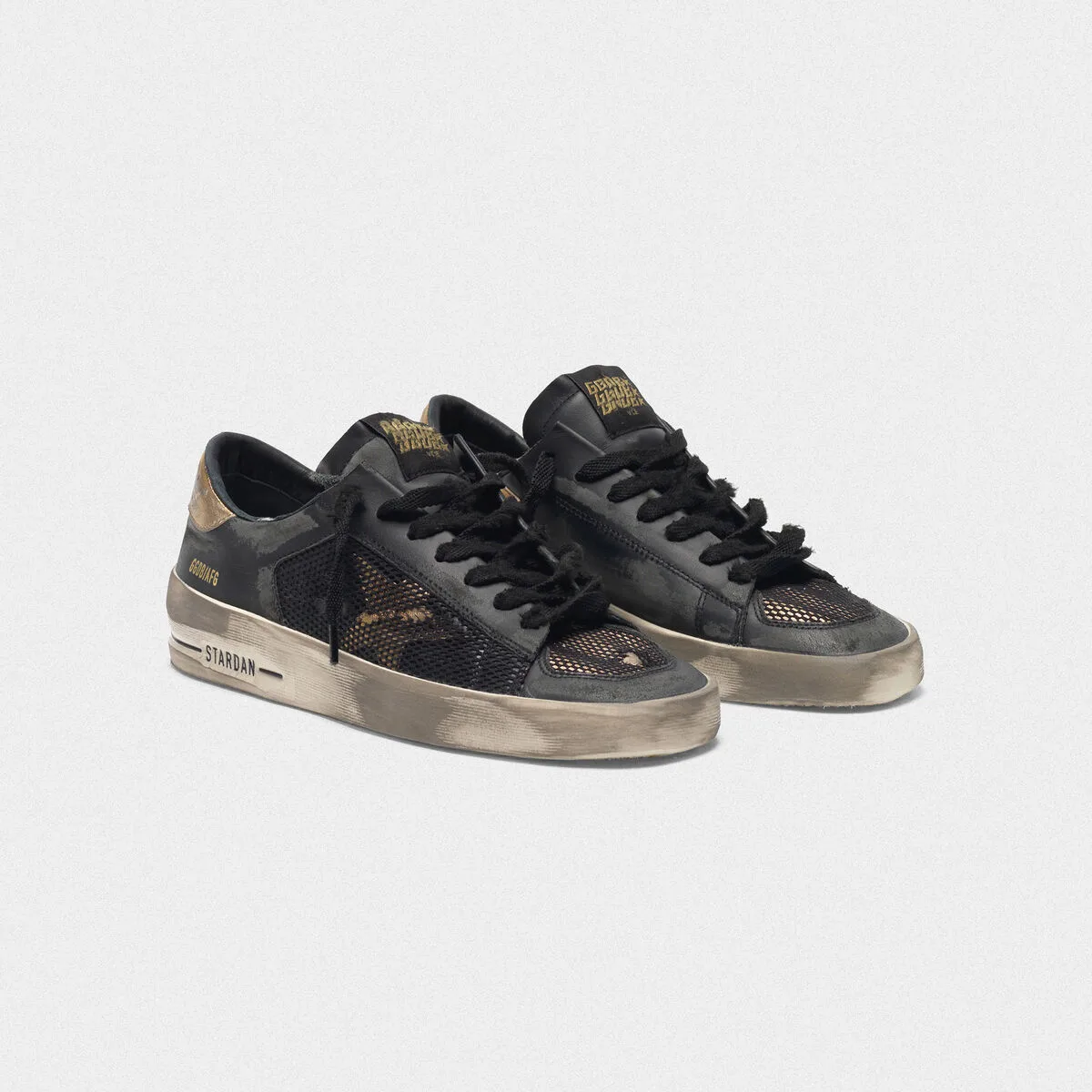 Golden Goose Distressed Black and Gold Stardan LTD Sneakers “Black Gold” — photo 2 of 4