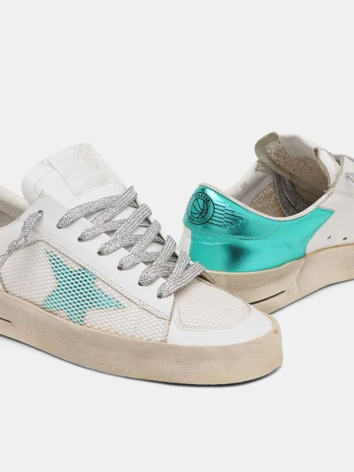 Golden Goose White and Aqua-green Stardan Sneakers “White Green” — photo 1 of 4