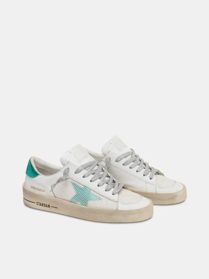 Golden Goose White and Aqua-green Stardan Sneakers “White Green” — photo 2 of 4